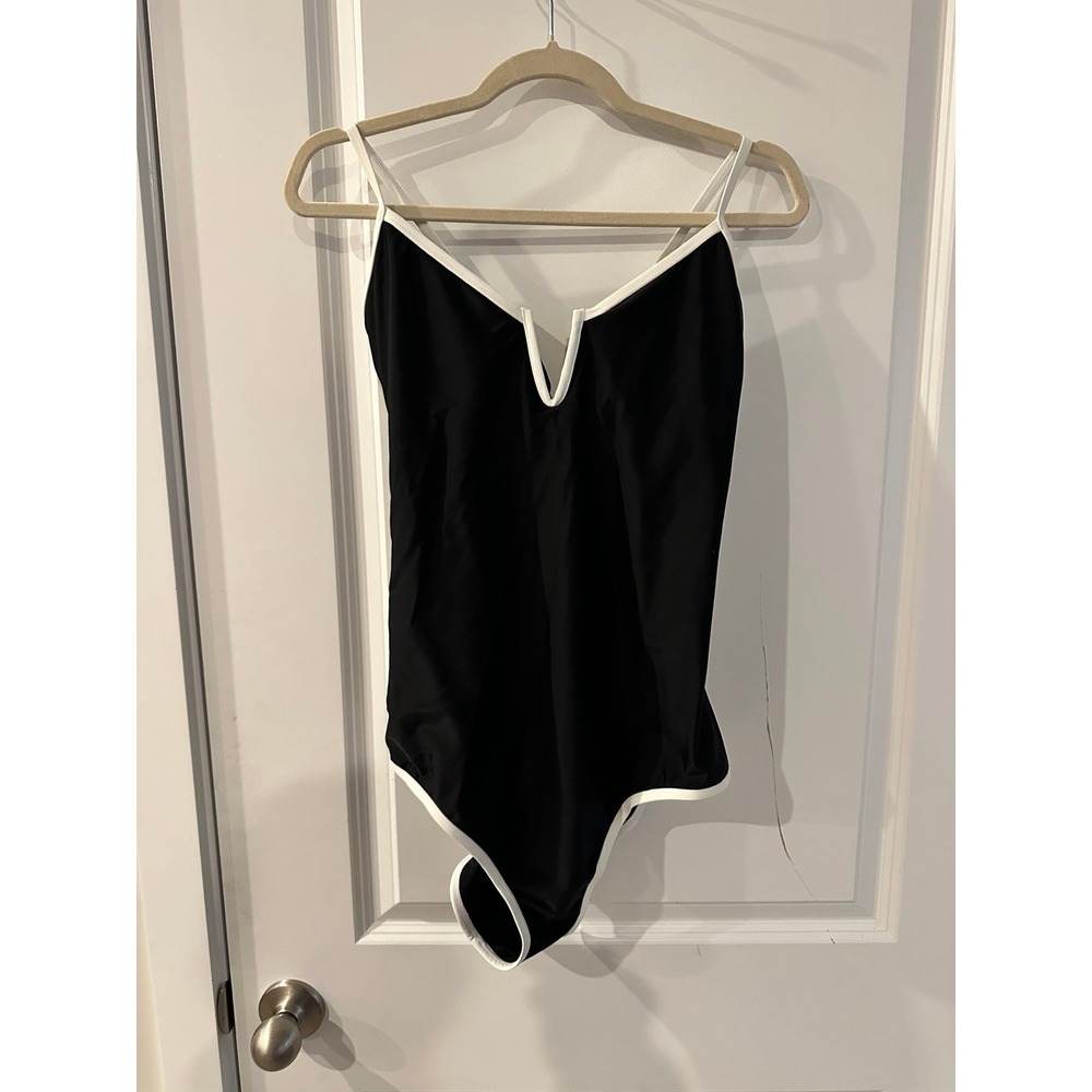 NEW Black One Piece Swimsuit Size L Deep V